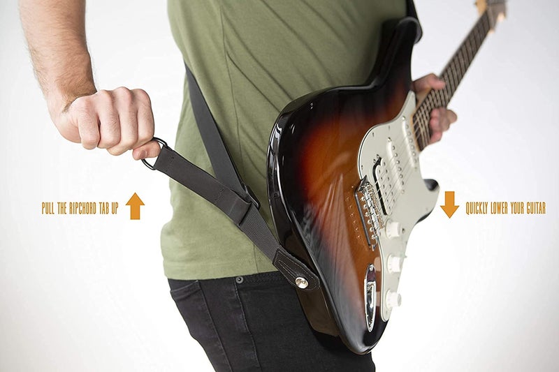 Levy's Leathers Right Heightâ„¢ 3.25" Neoprene Guitar Strap with RipChord Quick Adjustment Technology; Black (MRHGP-BLK) - Image 4